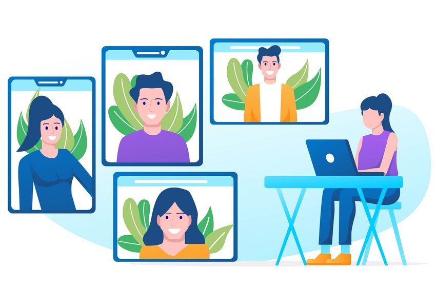 A group of people having an online meeting for MCCQE1 exam preparation.