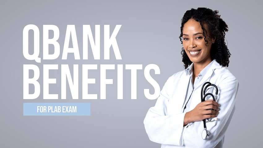 A confident healthcare professional promoting Ace QBank for the PLAB exam.