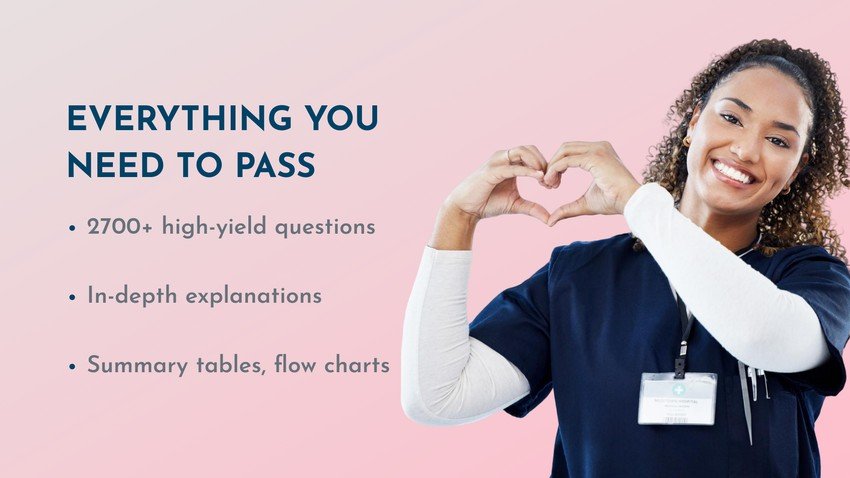A smiling healthcare professional is making a heart shape with her hands because of Ace QBank supporting PLAB.
